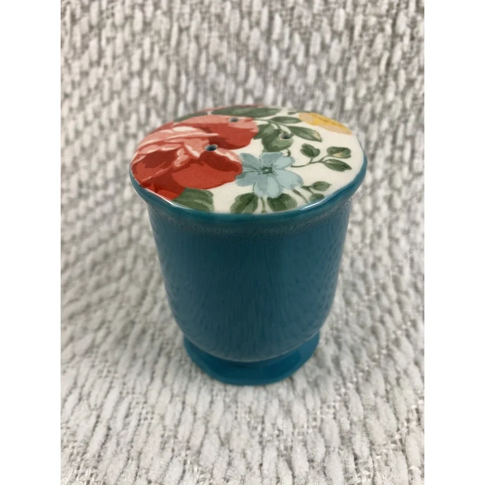 The Pioneer Woman Vintage Floral Stoneware Teal‎ Pepper Shaker Replacement NEW